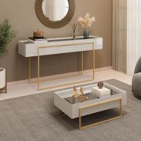 Aparador E Mesa Centro Kika Pes Metal Bali Dourado Dj Moveis - 7