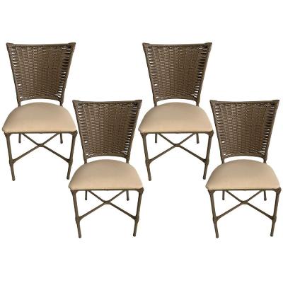 4 Cadeira Vivara Mesa Jantar Estofada Cozinha Fibra Sintética Areia Assento Off White