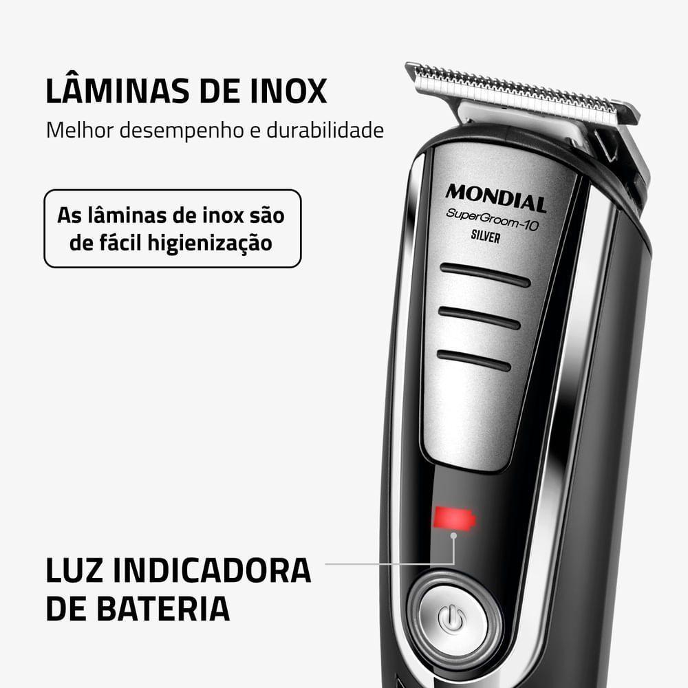 Aparador De Pelos Super Groom 10 Mondial Preto/Prata 6W BG-06 Bivolt - 4