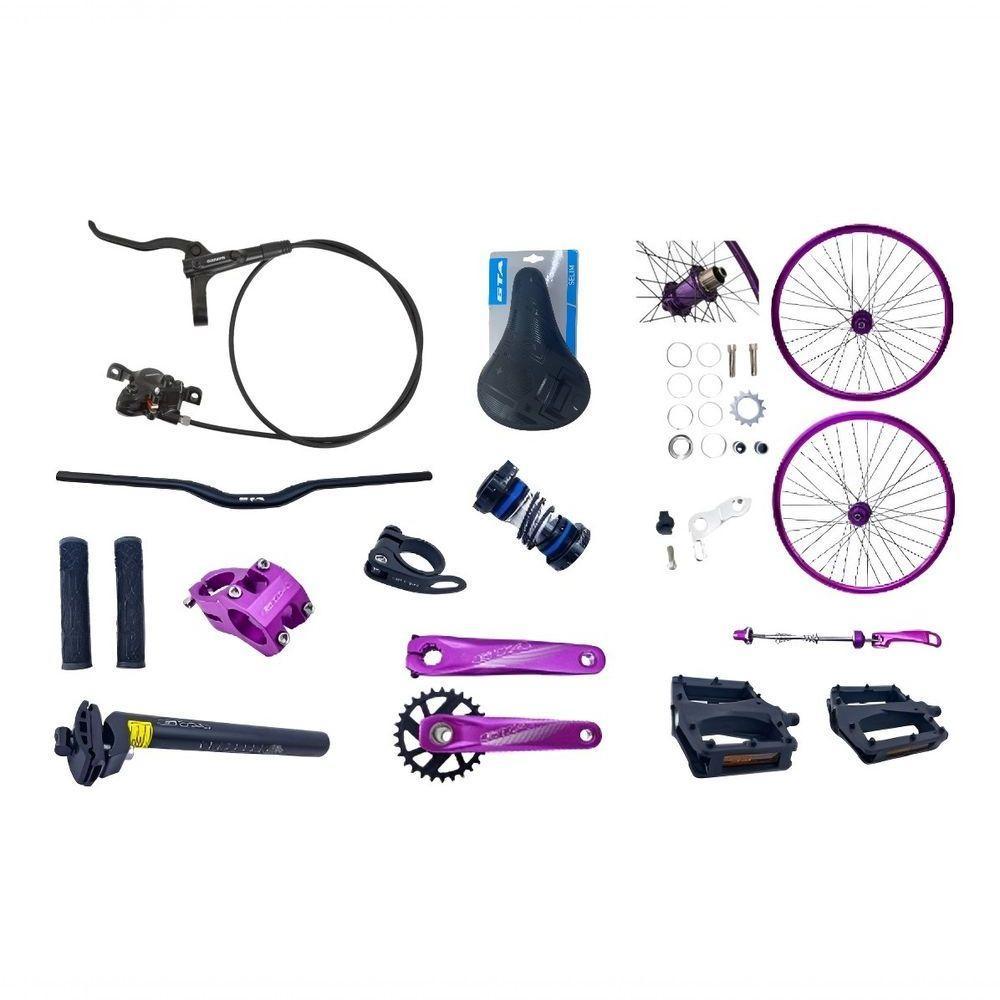 Bicicleta Aro 26 Freeride Gta Gravity Freio Hidráulico Shimano Cubo K7 Barulhento Garfo C-trava Pneu Flame Roxo - Branco - 3