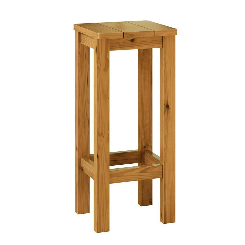 Banqueta De Madeira Maciça Alta Mel Sem Estofado Mel - 2