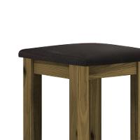 Banqueta De Madeira Maciça Alta Imbuia Assento Estofado Corano Preto Imbuia - 5