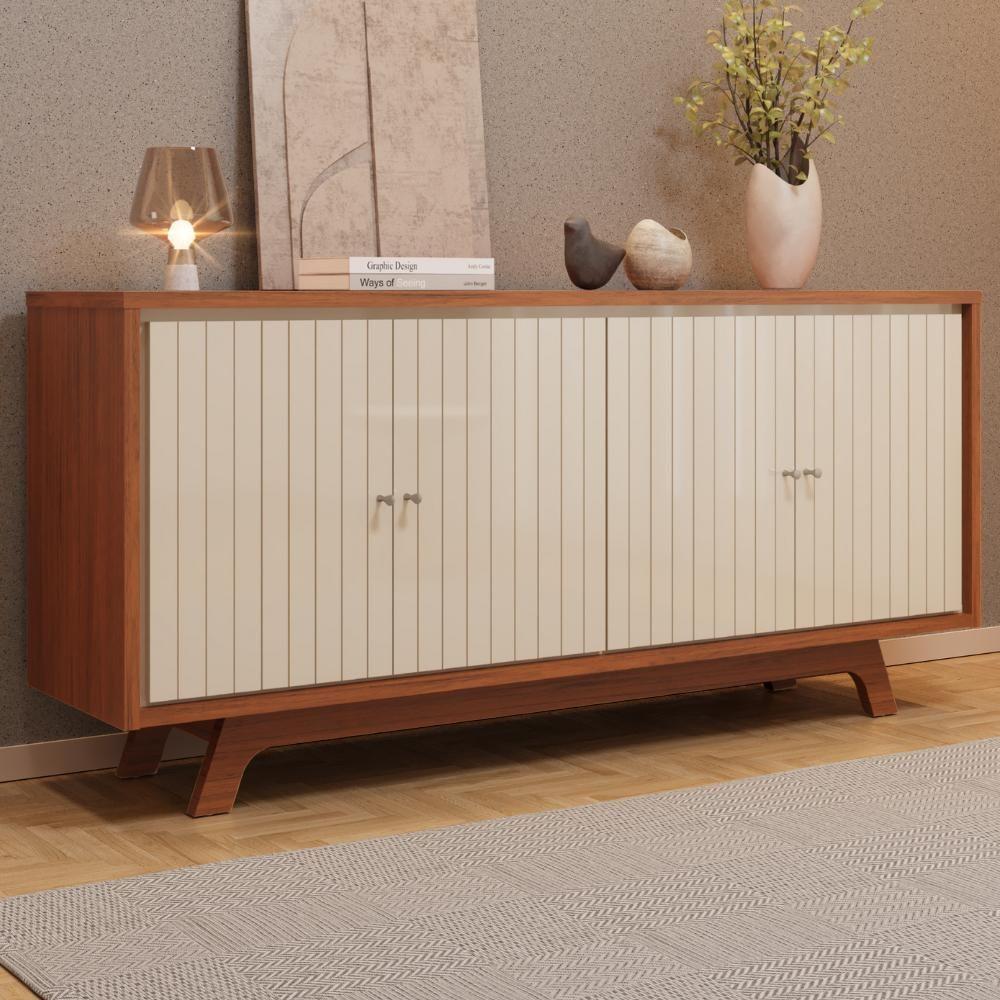 Balcão Buffet 4 Portas 180 Cm Soleil Freijo Off White Dj Moveis - 2