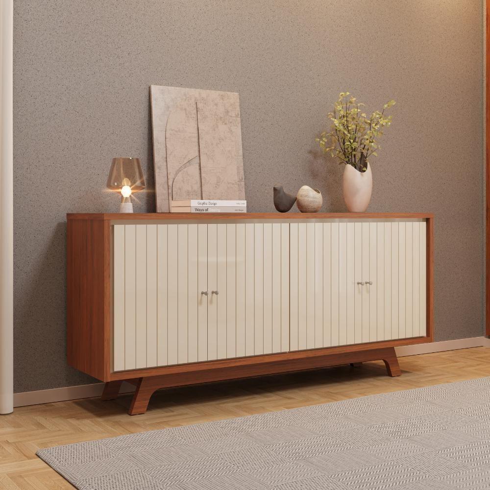 Balcão Buffet 4 Portas 180 Cm Soleil Freijo Off White Dj Moveis - 6