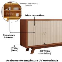 Balcão Buffet 4 Portas 180 Cm Soleil Freijo Off White Dj Moveis - 5