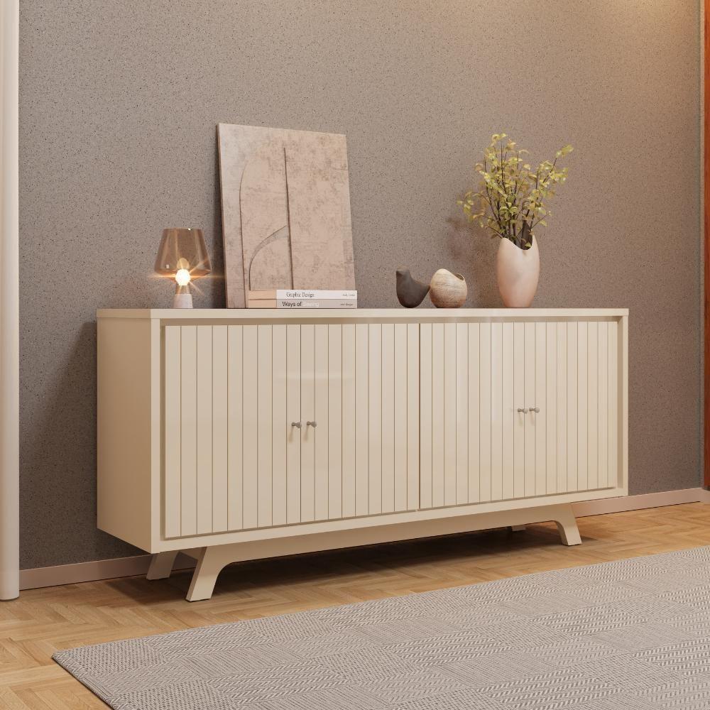 Balcão Buffet 4 Portas 180 Cm Soleil Off White Dj Moveis - 6