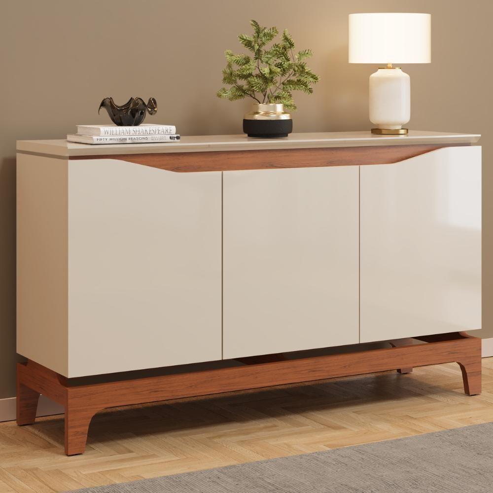 Balcão Buffet 3 Portas 136 Cm Joile Freijo Off White Dj Moveis - 2