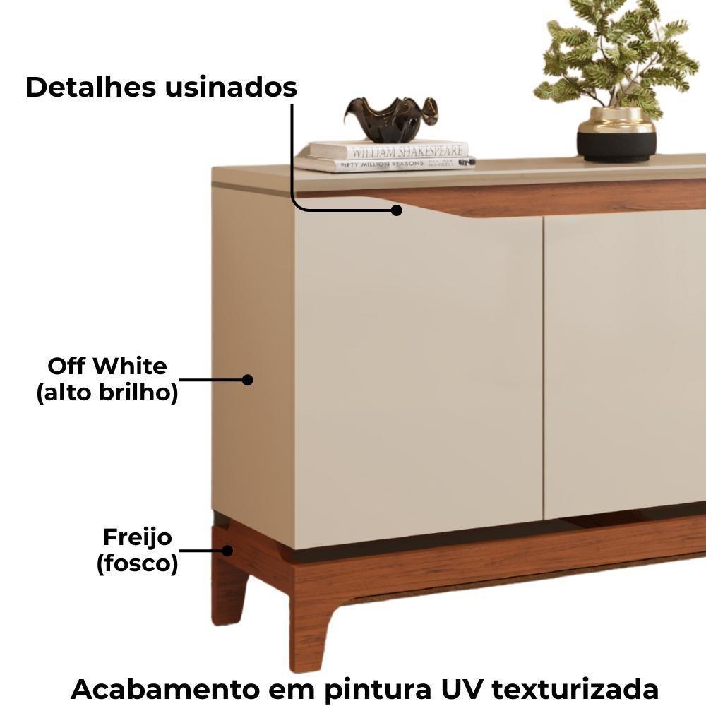 Balcão Buffet 3 Portas 136 Cm Joile Freijo Off White Dj Moveis - 5