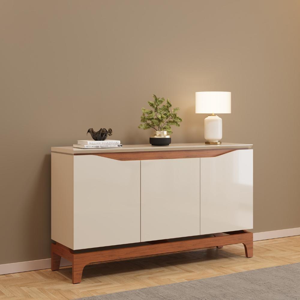 Balcão Buffet 3 Portas 136 Cm Joile Freijo Off White Dj Moveis - 6