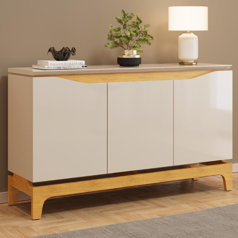 Balcão Buffet 3 Portas 136 Cm Joile Cedro Off White Dj Moveis - 2