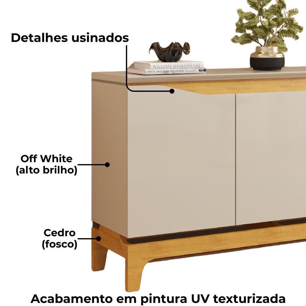 Balcão Buffet 3 Portas 136 Cm Joile Cedro Off White Dj Moveis - 5