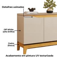 Balcão Buffet 3 Portas 136 Cm Joile Cedro Off White Dj Moveis - 5