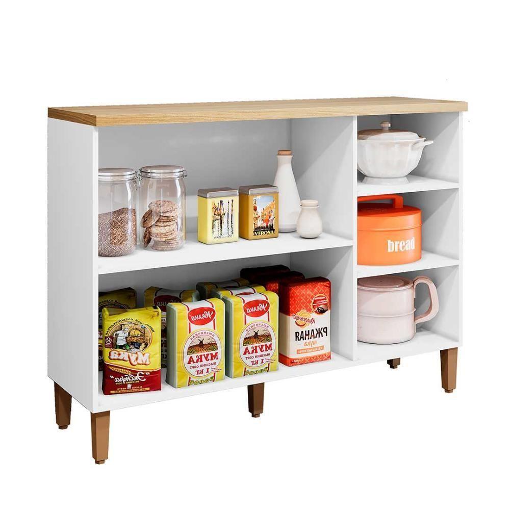 Balcão Armário Multiuso 3 Portas 104cm Branco 5 Repartições Branco - 4