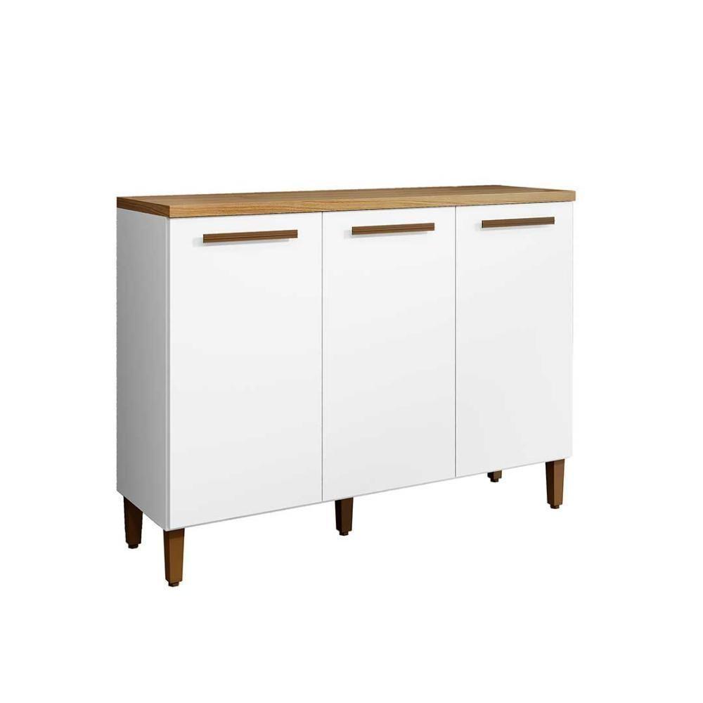 Balcão Armário Multiuso 3 Portas 104cm Branco 5 Repartições Branco - 5