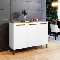 Balcão Armário Multiuso 3 Portas 104cm Branco 5 Repartições Branco - 1