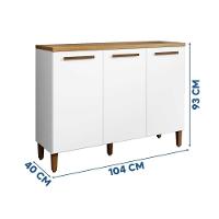 Balcão Armário Multiuso 3 Portas 104cm Branco 5 Repartições Branco - 3