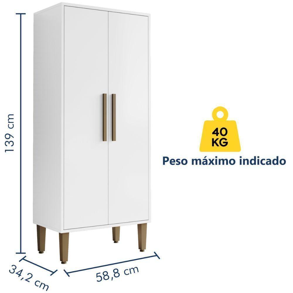 Armário Multiuso Paraná 2 Portas Branco Kaiki Móveis - 3
