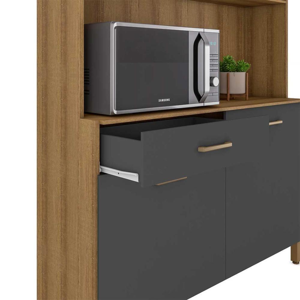 Armário De Cozinha Completo Viena Plus Com Balcão 4 Portas Grafite - 1