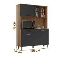 Armário De Cozinha Completo Viena Plus Com Balcão 4 Portas Grafite - 7