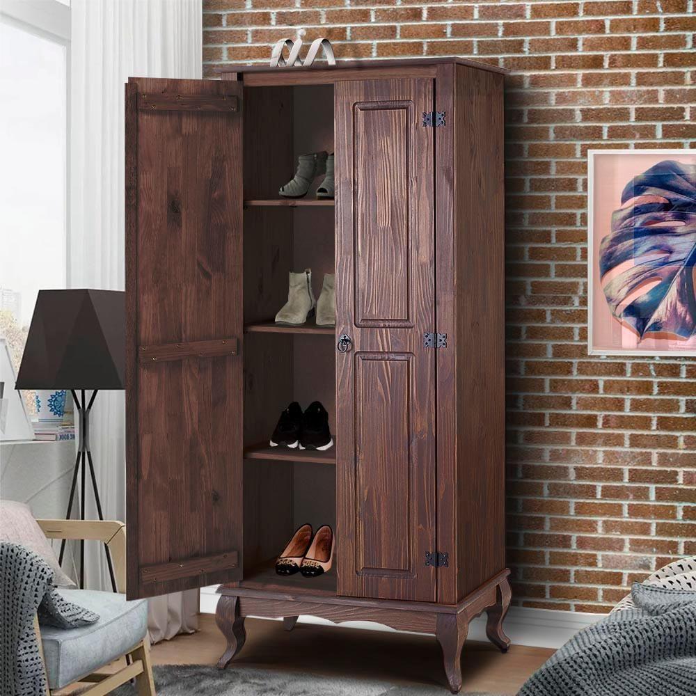 Armário Multiuso Antigo Rústico Madeira Maciça 2p Marrom - 5