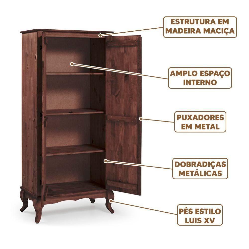 Armário Multiuso Antigo Rústico Madeira Maciça 2p Marrom - 6