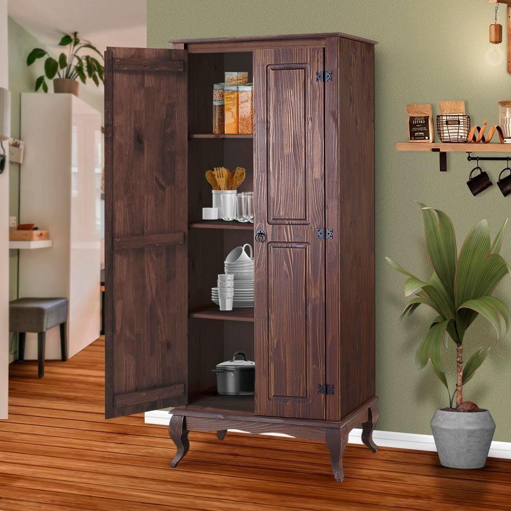 Armário Multiuso Antigo Rústico Madeira Maciça 2p Marrom - 7