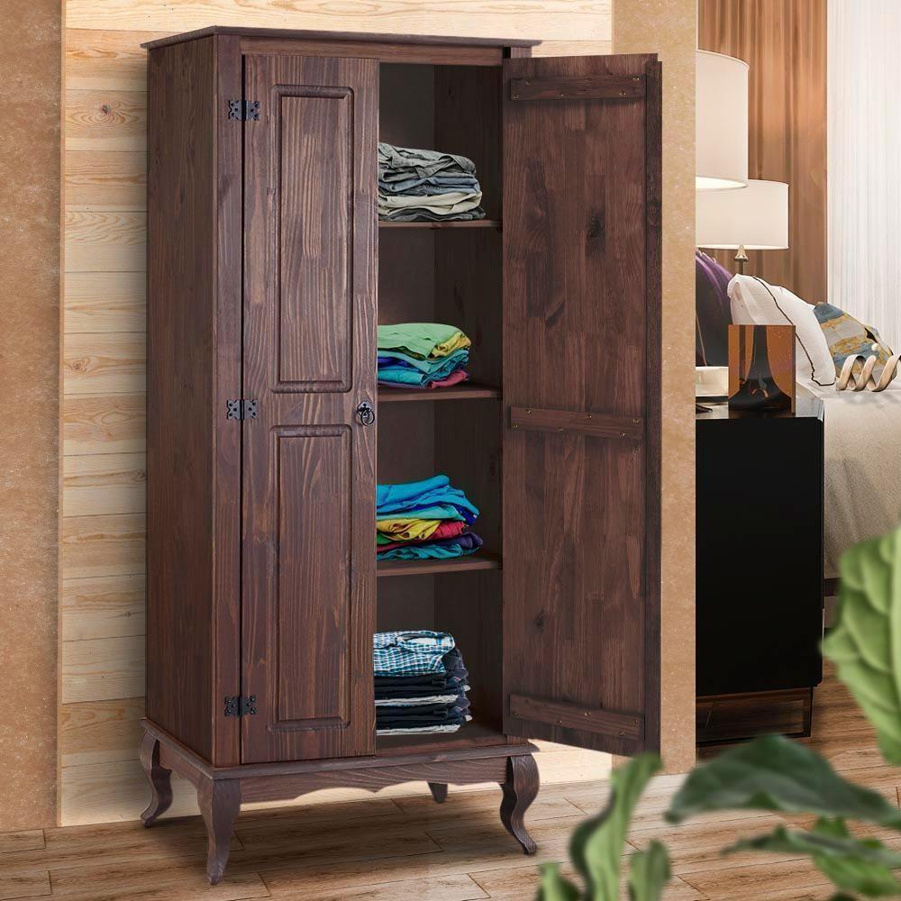 Armário Multiuso Antigo Rústico Madeira Maciça 2p Marrom - 10