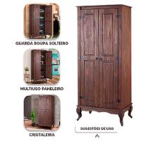 Armário Multiuso Antigo Rústico Madeira Maciça 2p Marrom