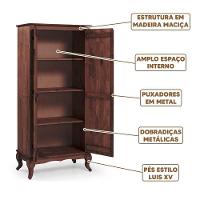 Armário Multiuso Antigo Rústico Madeira Maciça 2p Marrom - 6