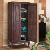 Armário Multiuso Antigo Rústico Madeira Maciça 2p Marrom - 10