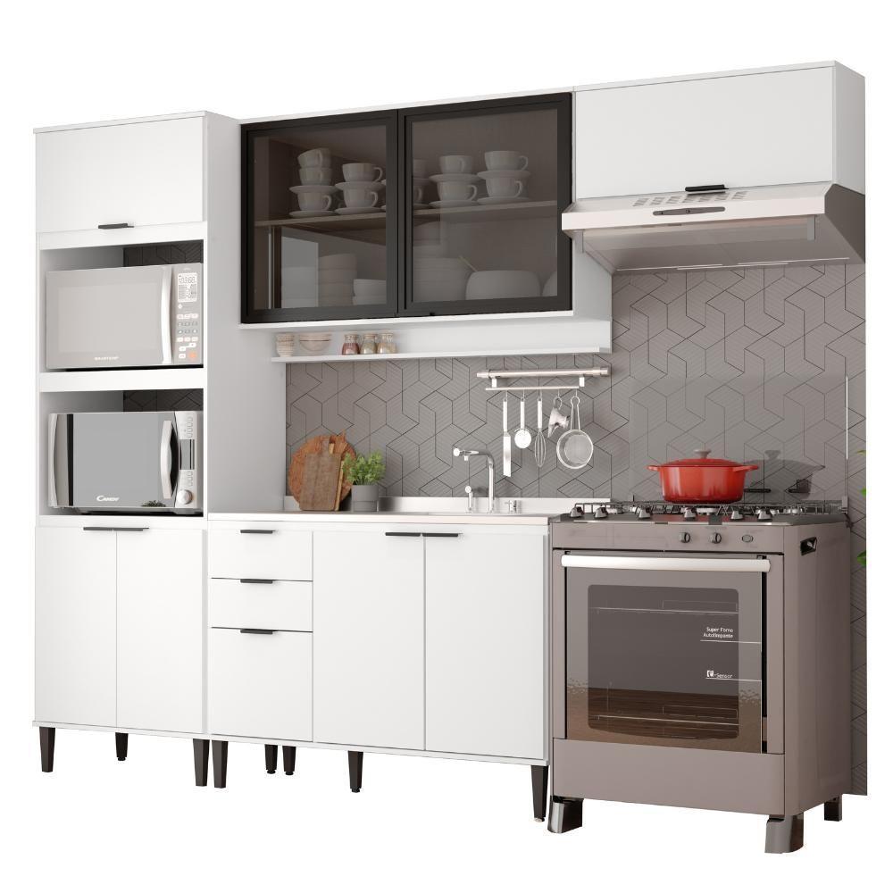 Armário De Cozinha Completa Miami Lux Carraro Branco - 2