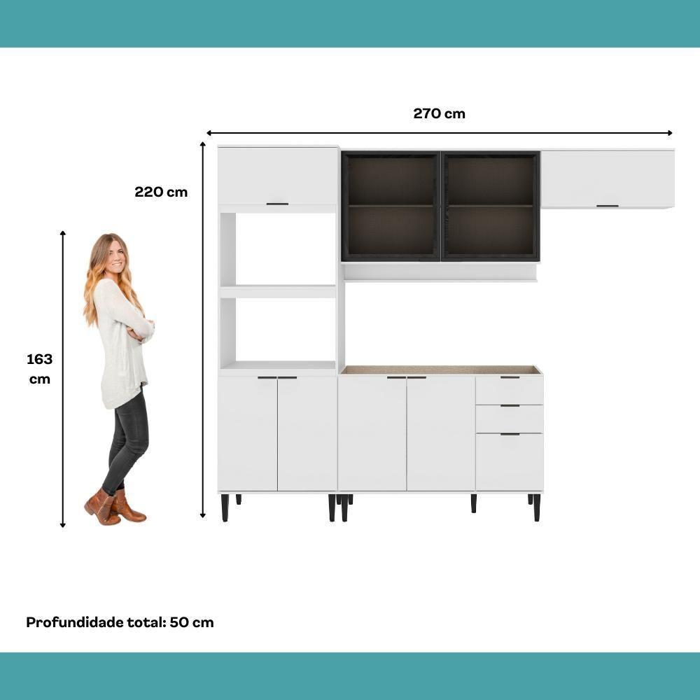 Armário De Cozinha Completa Miami Lux Carraro Branco - 7