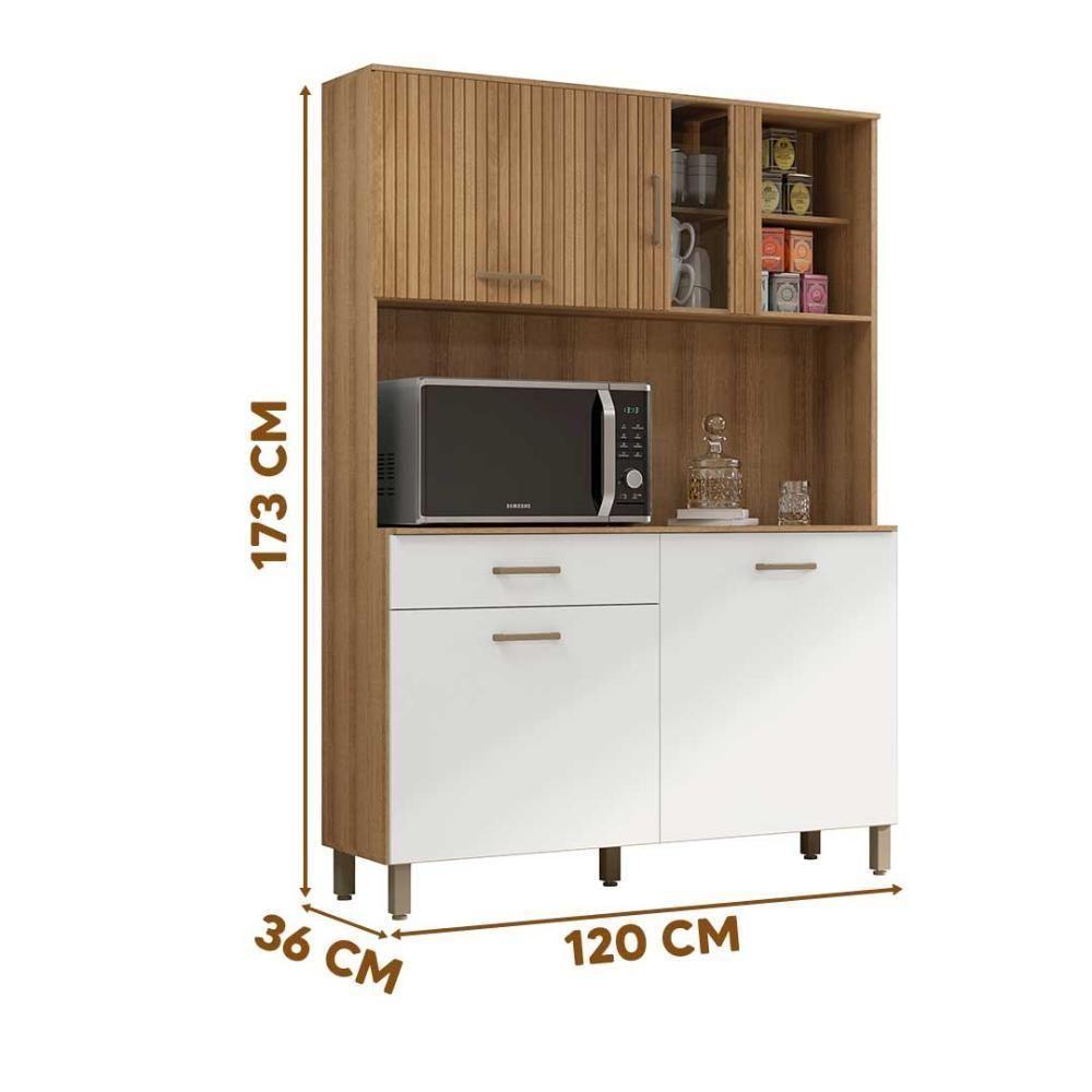 Armário De Cozinha Completo Viena Plus Com Balcão 4 Portas Branca-ripado - 4