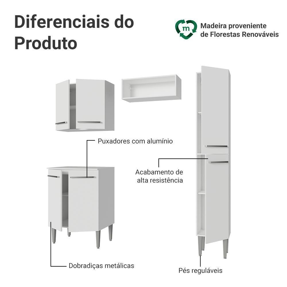 Armário De Cozinha Compacta 156cm Emilly Madesa Branco 02 Branco - 4