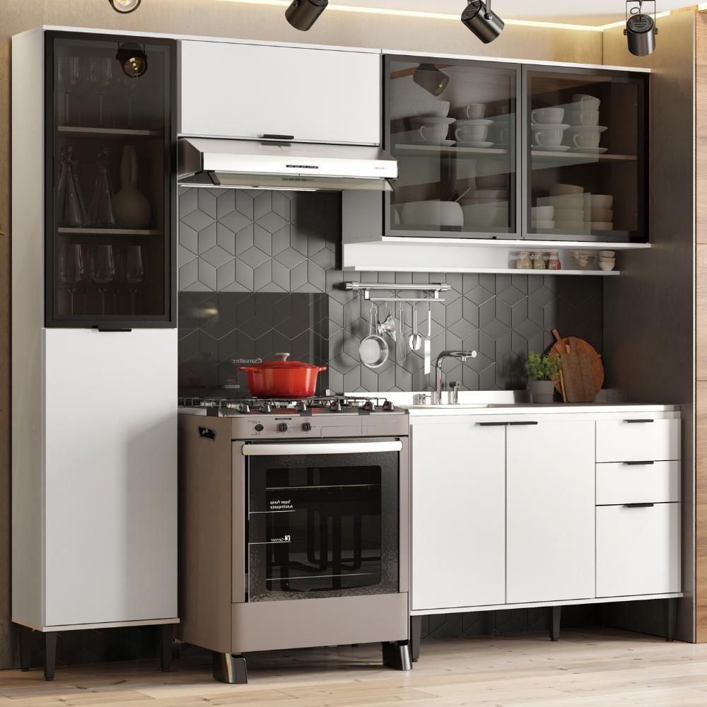 Armário De Cozinha Completa C Balcão Miami Boost Carraro Branco - 1