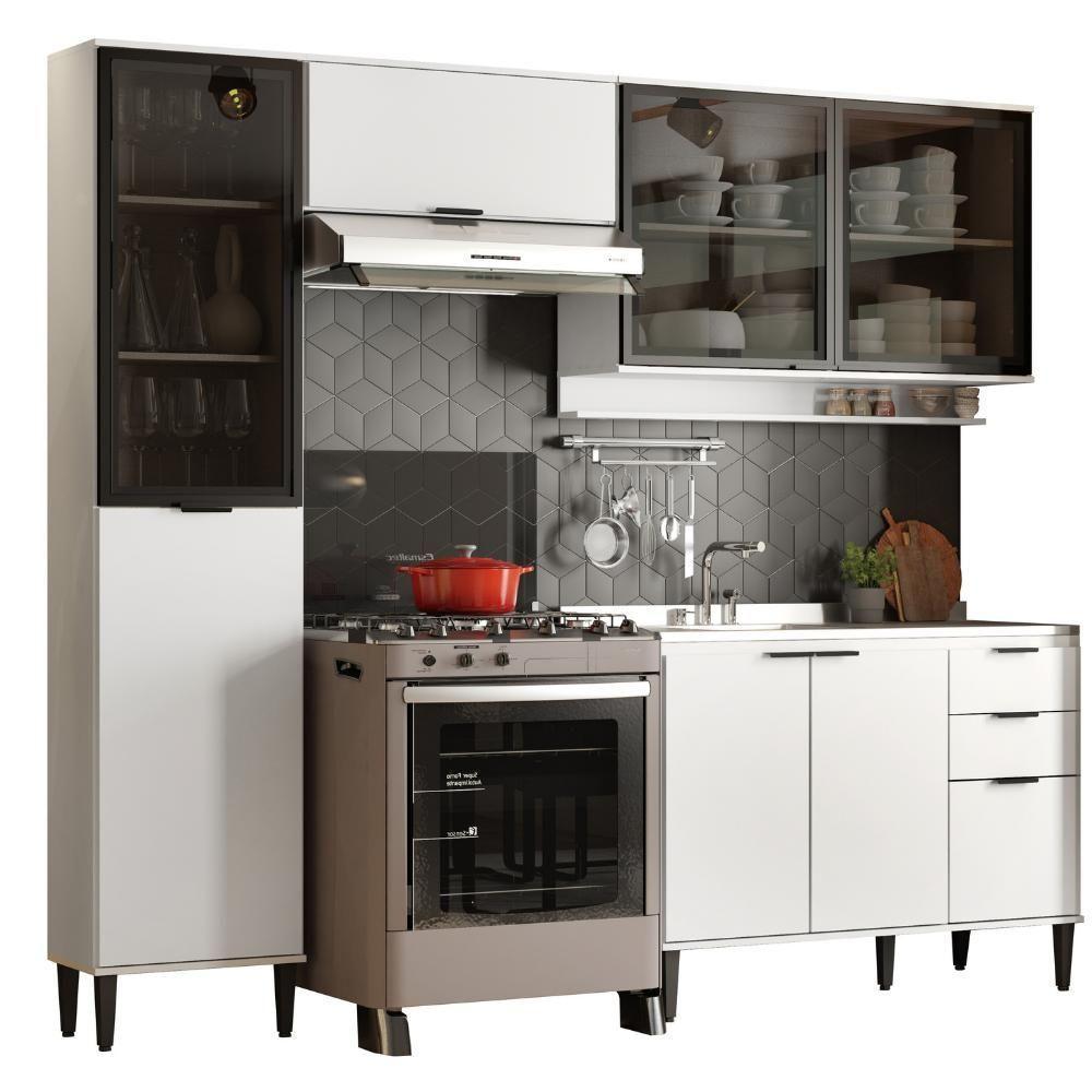 Armário De Cozinha Completa C Balcão Miami Boost Carraro Branco - 2