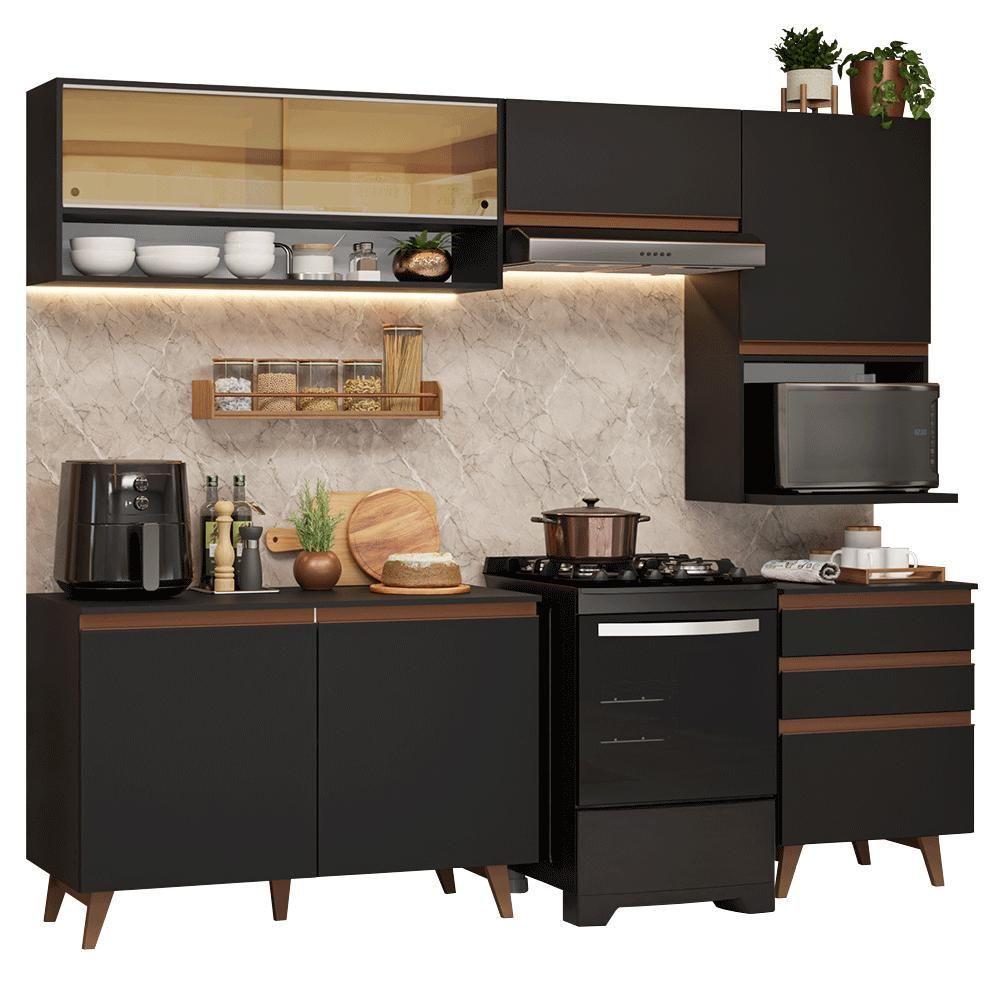 Armário De Cozinha Completa 250cm Preto Reims Madesa 10 Preto - 4