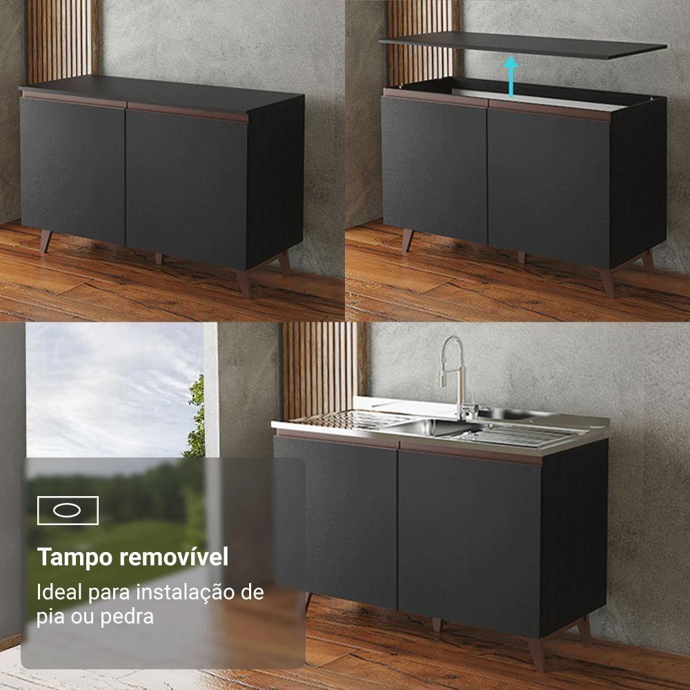 Armário De Cozinha Completa 250cm Preto Reims Madesa 10 Preto - 8