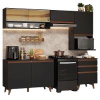 Armário De Cozinha Completa 250cm Preto Reims Madesa 10 Preto