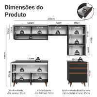 Armário De Cozinha Completa 250cm Preto Reims Madesa 10 Preto - 5
