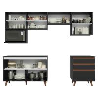 Armário De Cozinha Completa 250cm Preto Reims Madesa 09 Preto - 5