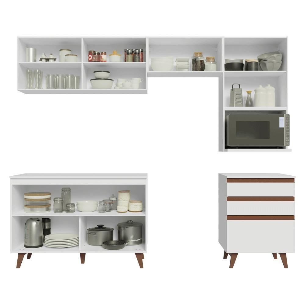 Armário De Cozinha Completa 250cm Branco Reims Madesa 08 Branco - 5