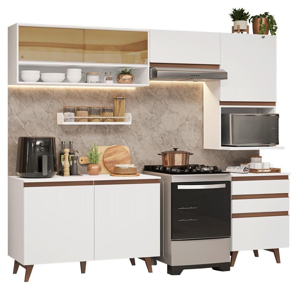 Armário De Cozinha Completa 250cm Branco Reims Madesa 10 Branco - 2