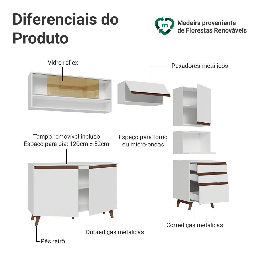 Armário De Cozinha Completa 250cm Branco Reims Madesa 10 Branco - 4