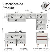 Armário De Cozinha Completa 250cm Branco Reims Madesa 10 Branco - 3