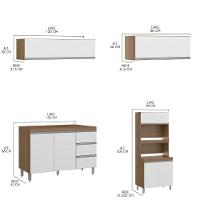 Cozinha Modulada Pequena 280x202 Cm 4 Peças Mdp Menu Móveis Branco - 3