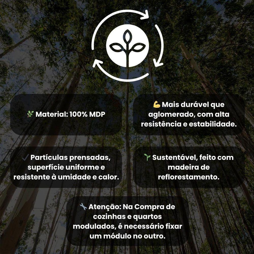 Cozinha Modulada Para Kitnet 200x202cm 3 Pçs Mdp Menu Móveis Branco - 4