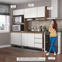 Cozinha Modulada Compacta Sabrina Com Balcão Menu Móveis Branco - 2