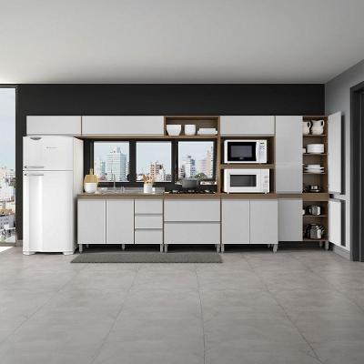 Cozinha Modulada Com Balcão Sabrina 360x202cm Menu Móveis Branco