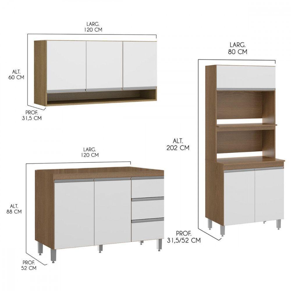 Cozinha Modulada Compacta Sabrina 200x202cm Mdp Menu Móveis Branco - 3